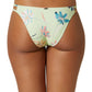 O'Neill Women's Floral Stretch Unlined Strappy Cardiff Brook Cheeky Swimsuit Bottom Green Size Medium