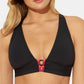 Bleu Women's Stretch Removable Cups Lined Deep V Neck Adjustable Swimsuit Top Black Size 34 D