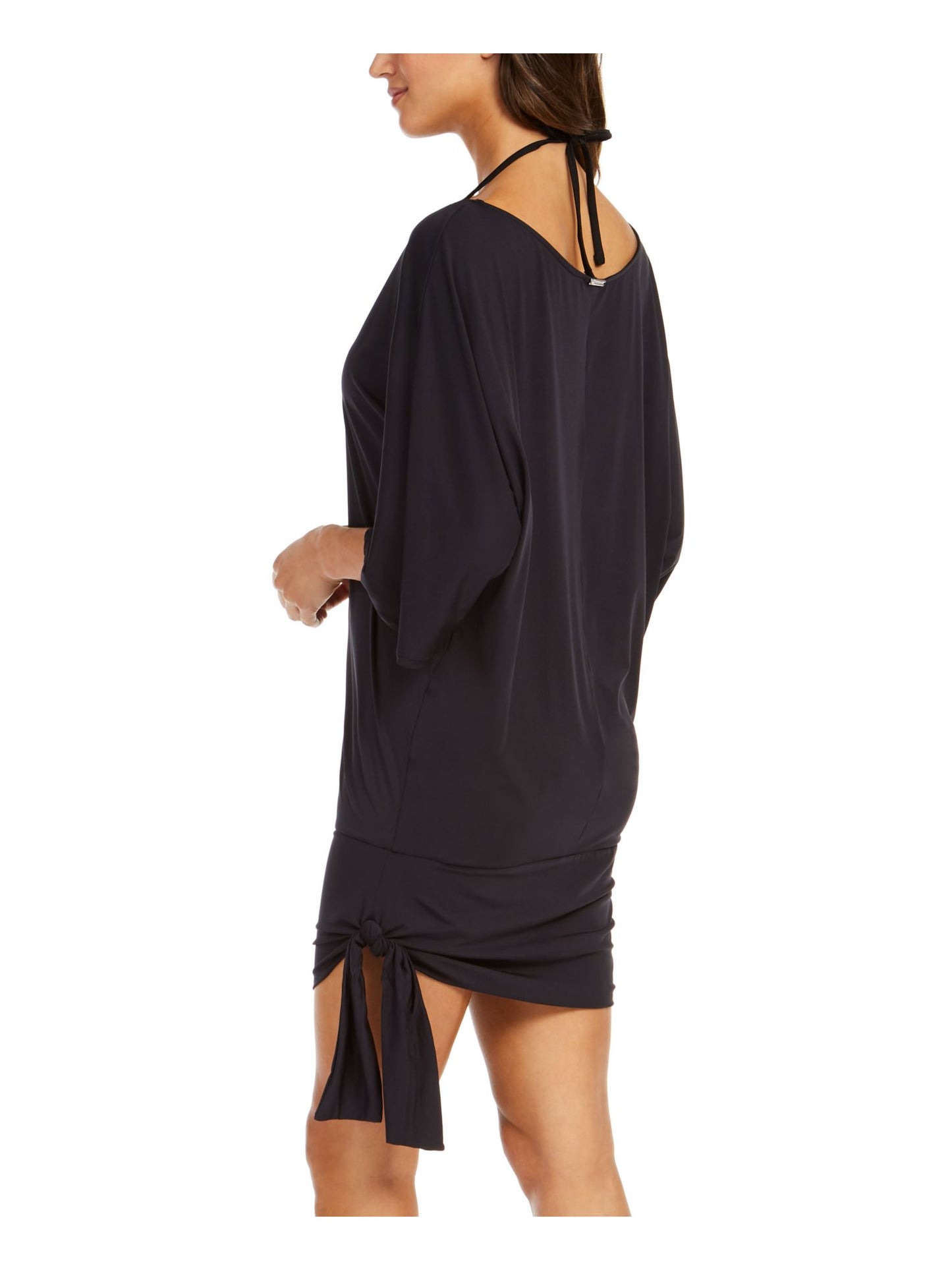 Michael Kors Women's Side Tie Swim Cover up Swimsuit Black Size Large