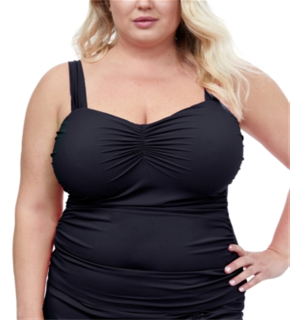 Gottex Women's Solid Tankini Swim Top Black Size 16W