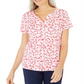 Karen Scott Women's Printed Henley Top Orange Size Small
