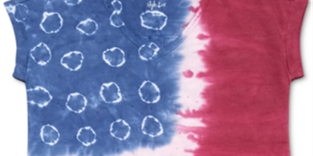 Style & Co.Women's Tye Dyed American Flag T-Shirt Raspburry Size X-Small