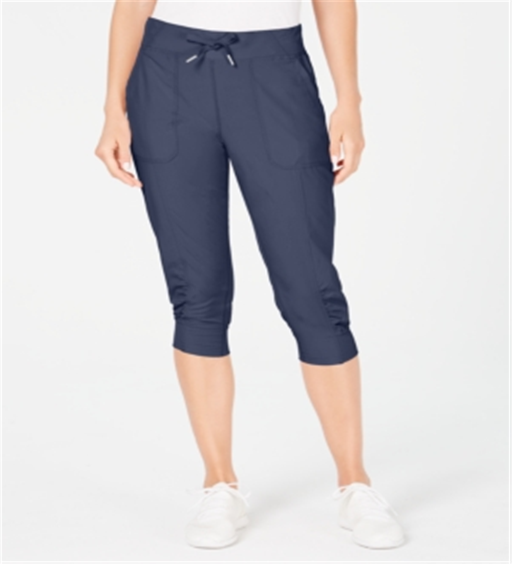 Calvin Klein  Women's Cuffed Drawstring Capri Pants Grey Size L