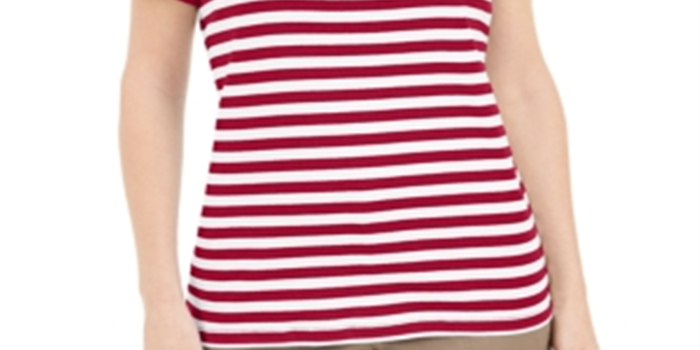Karen Scott Women's Striped Anchor Top Red Size Large