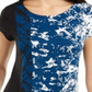 Alfani Women's Printed Round Hem T-Shirt Blue Size Petite Small