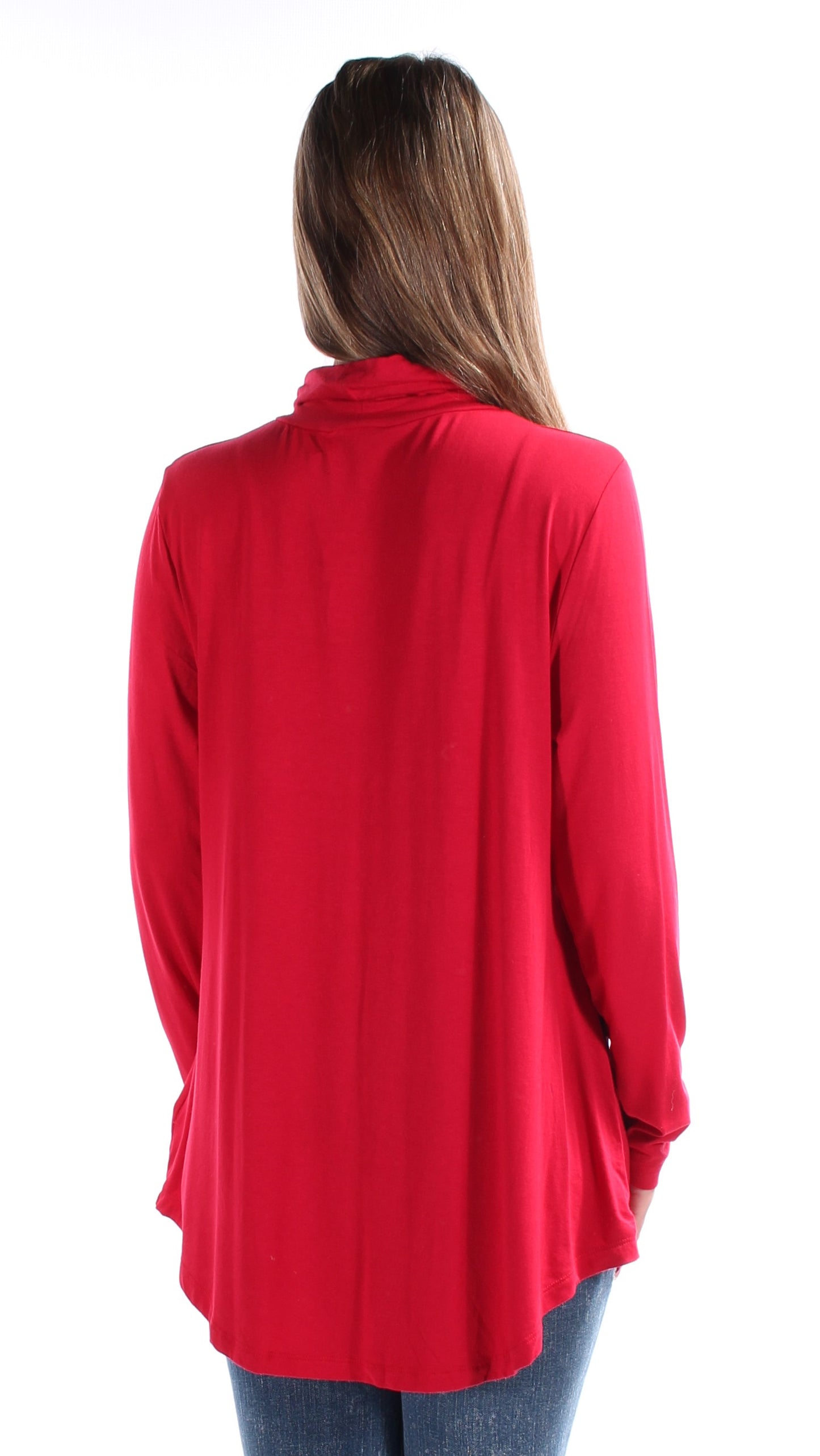 JM Collection Women's Turtleneck Swing Hem Casual Top Red Size Large
