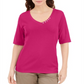 Karen Scott Women's Button Detail V Neck Top Pink Size Medium