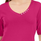Karen Scott Women's Button Detail V Neck Top Pink Size Medium