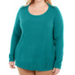 Karen Scott Women's Long Sleeve Scoop Neck T-Shirt Top Size Green Size 2X