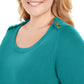 Karen Scott Women's Long Sleeve Scoop Neck T-Shirt Top Size Green Size 2X