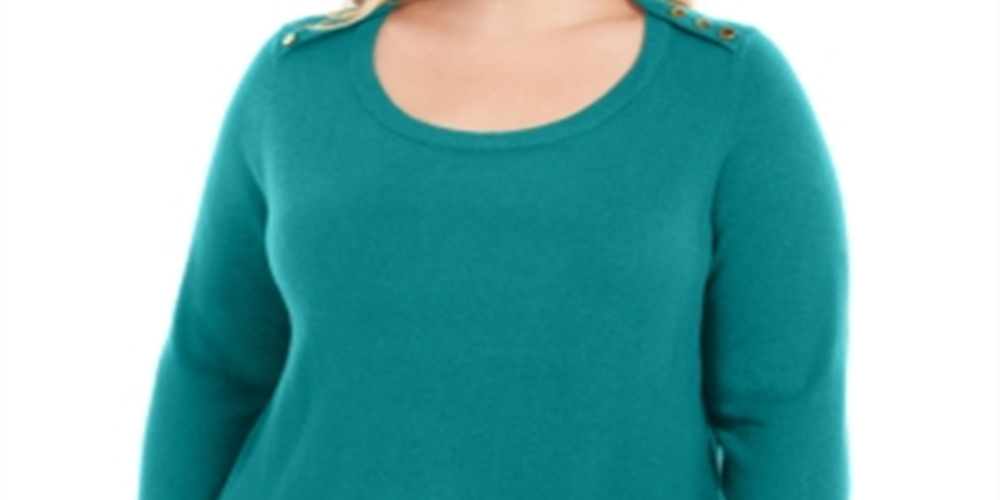 Karen Scott Women's Long Sleeve Scoop Neck T-Shirt Top Size Green Size 2X