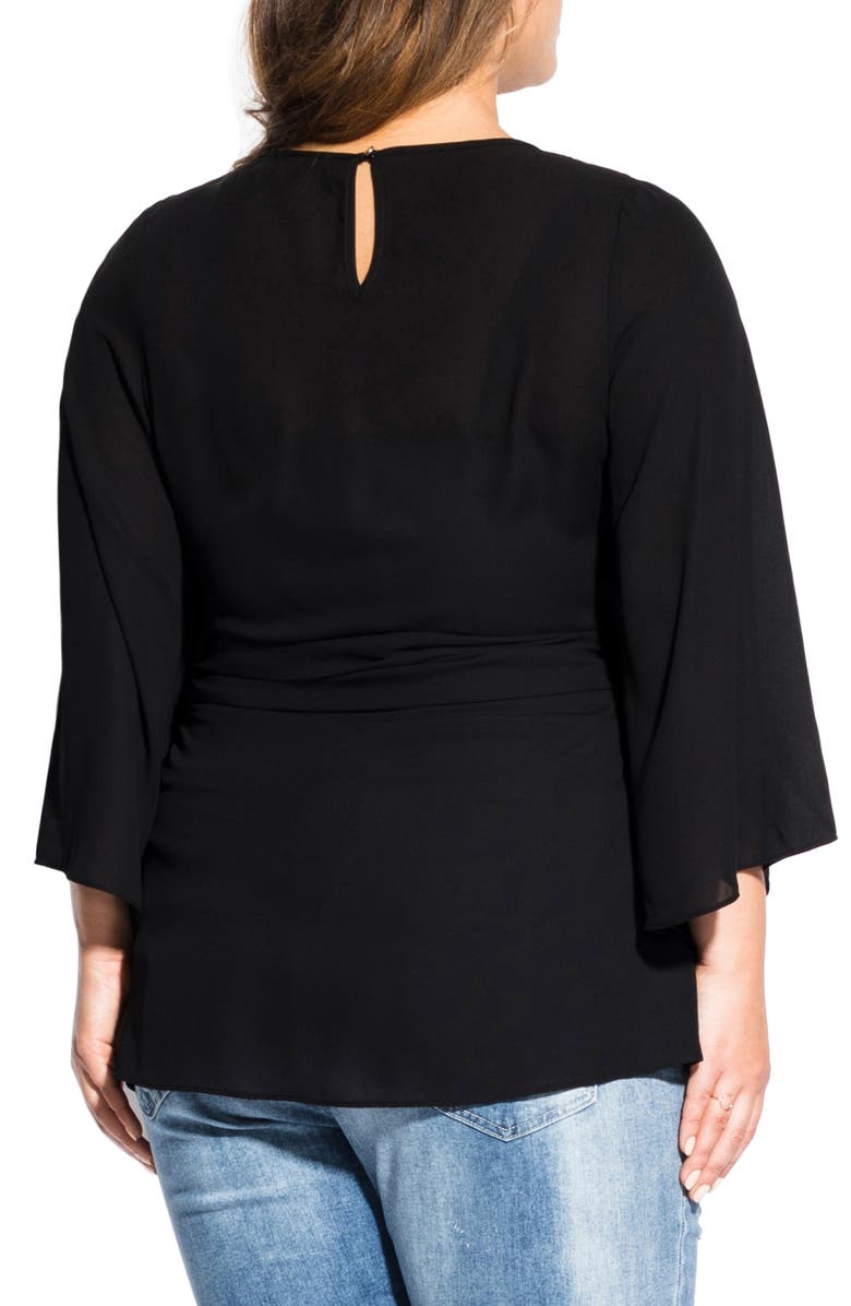 City Chic Women's Trendy Plus Belted Top Black Size 20W