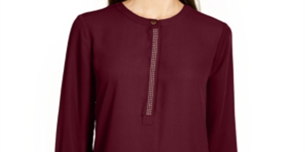 JM Collection Women's Pleated Back Blouse -Red Size XX-Large