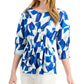 Alfani Women's Printed Cinched Top Blue Size Large