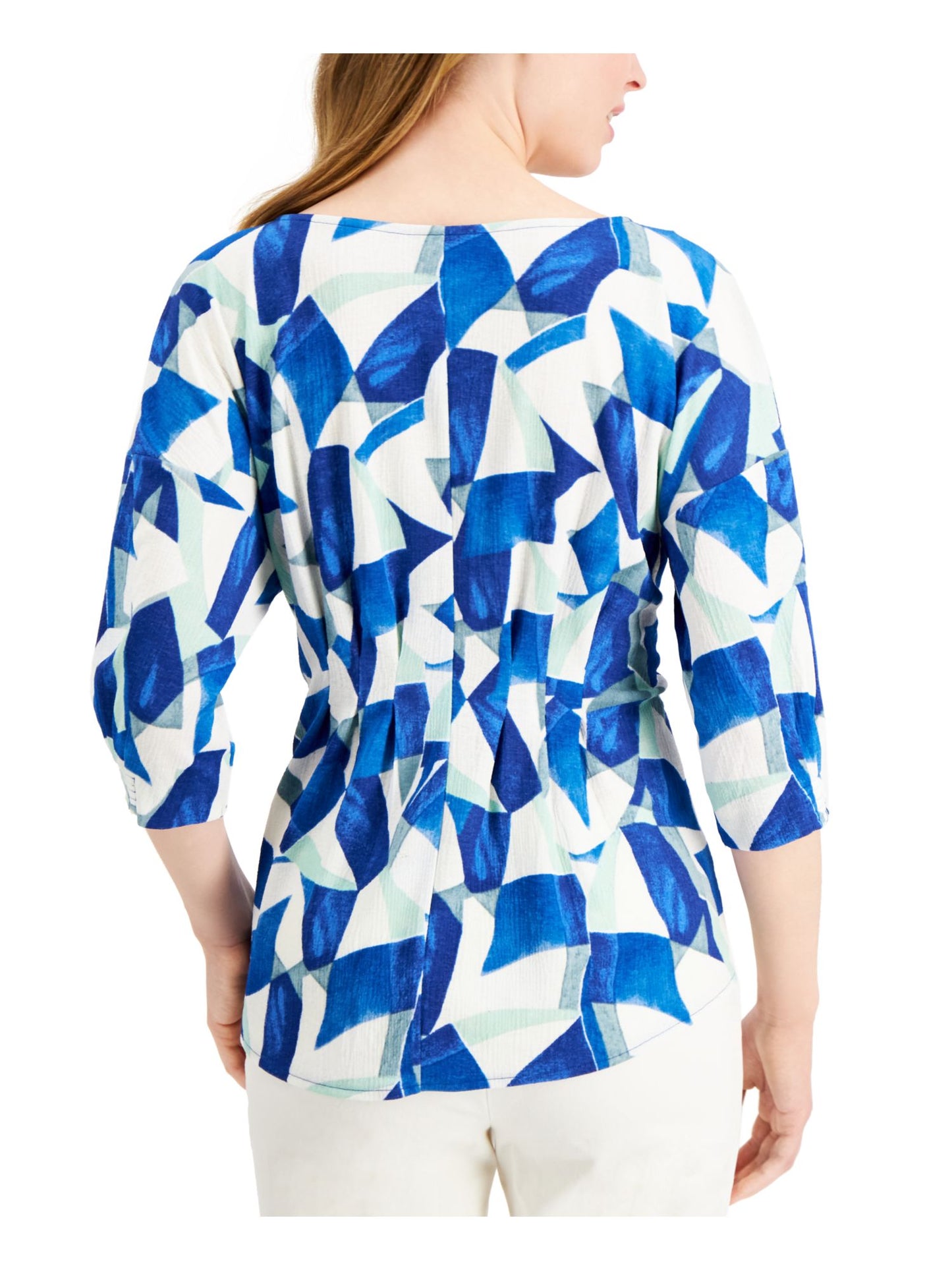 Alfani Women's Printed Cinched Top Blue Size Large
