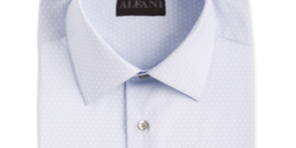 Alfani Men's AlfaTech Slim Fit Performance Stretch Moisture Wrinkle Resistant Cube Print Dress Shirt Blue Size S 14-14 1/2