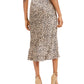 French Connection Women's Leopard Print Slip MIDI Skirt Brown Size 6