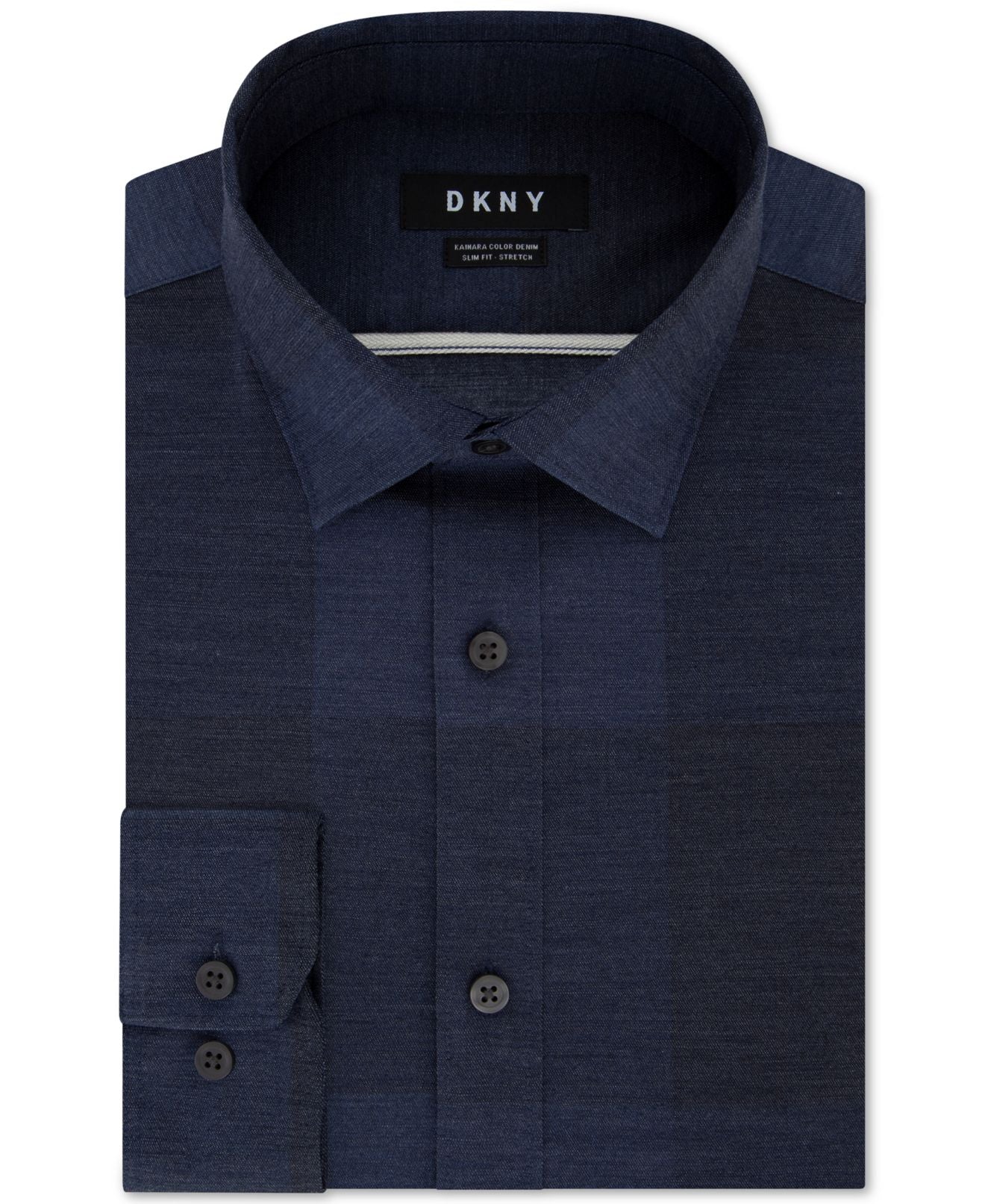 DKNY Men's Dress Shirt Jay Slim Fit Long Sleeve Stretch Blue Size 17.5X34-35