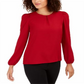 Anne Klein Women's Long Sleeve Shirred Blouse Red Size XX-Small