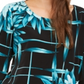 Alfani Women's Printed V Hem Top Blue Size X-Large