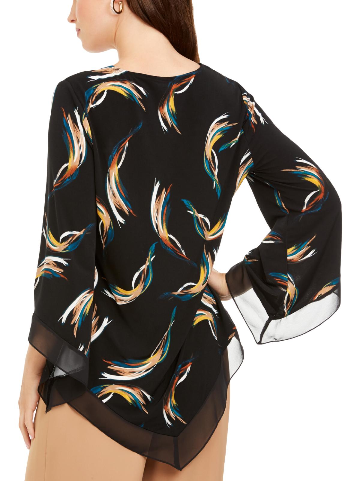 Alfani Women's Printed Poncho Top Black Size Petite S