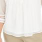 Charter Club Women's Sheer Sleeve Pintuck Top White Size Petite L