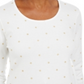 Karen Scott Women's Glitter Star Print Shirt White Size Petite L