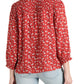 Lucky Brand Women's Floral Smocked Blouse Red Size Small