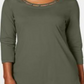 Karen Scott Women's Beaded Top Green Size Medium