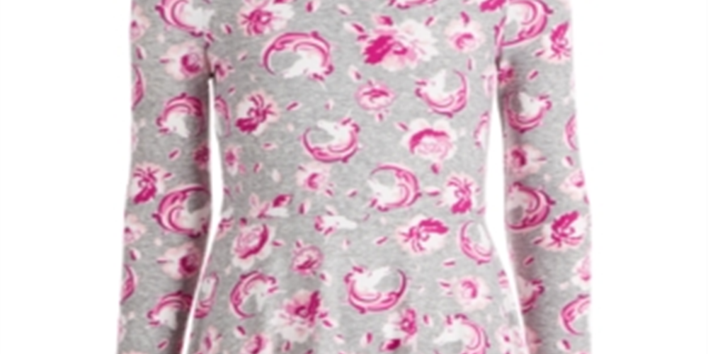Epic Threads Big Girl's Unicorn & Floral Print Dress Gray Size Large