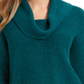 Style & Co Women's Cowl Neck Vented Hem Sweater Green Size Petite