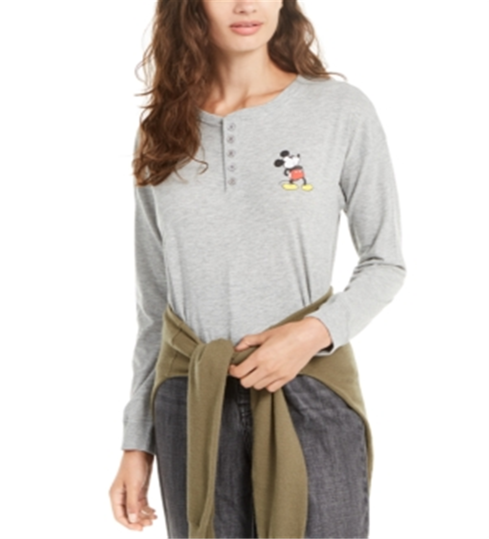 Disney Junior's Mickey Mouse Henley T-Shirt Gray Size X-Small