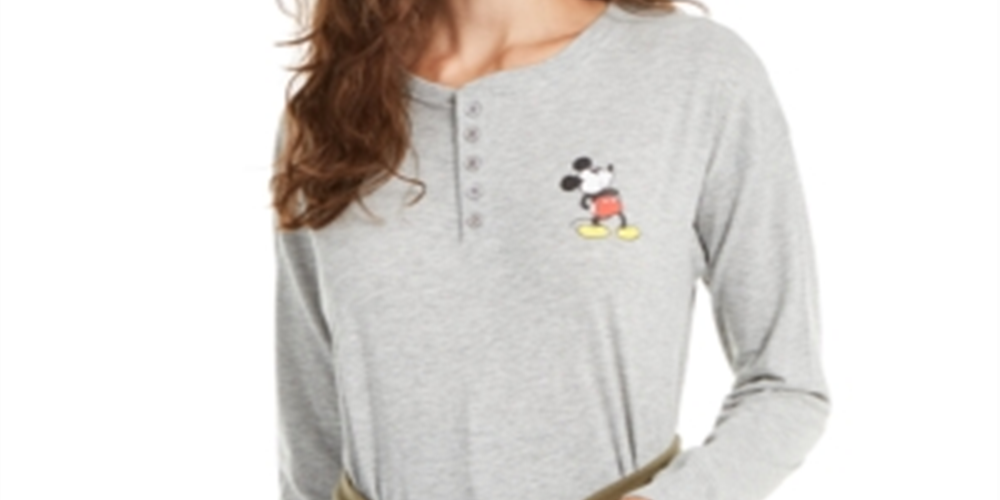 Disney Junior's Mickey Mouse Henley T-Shirt Gray Size X-Small