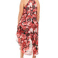 Love Squared Women's Floral Sleeveless Halter MIDI Dress Red Size 3X