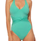 Bleu Rod Beattie Women's Urban Goddess Plunge Halter One Piece Swimsuit Green Size 10