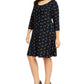 Anne Klein Women's 3/4 Sleeve Knee Length Fit Flare Dress Black Size 1X