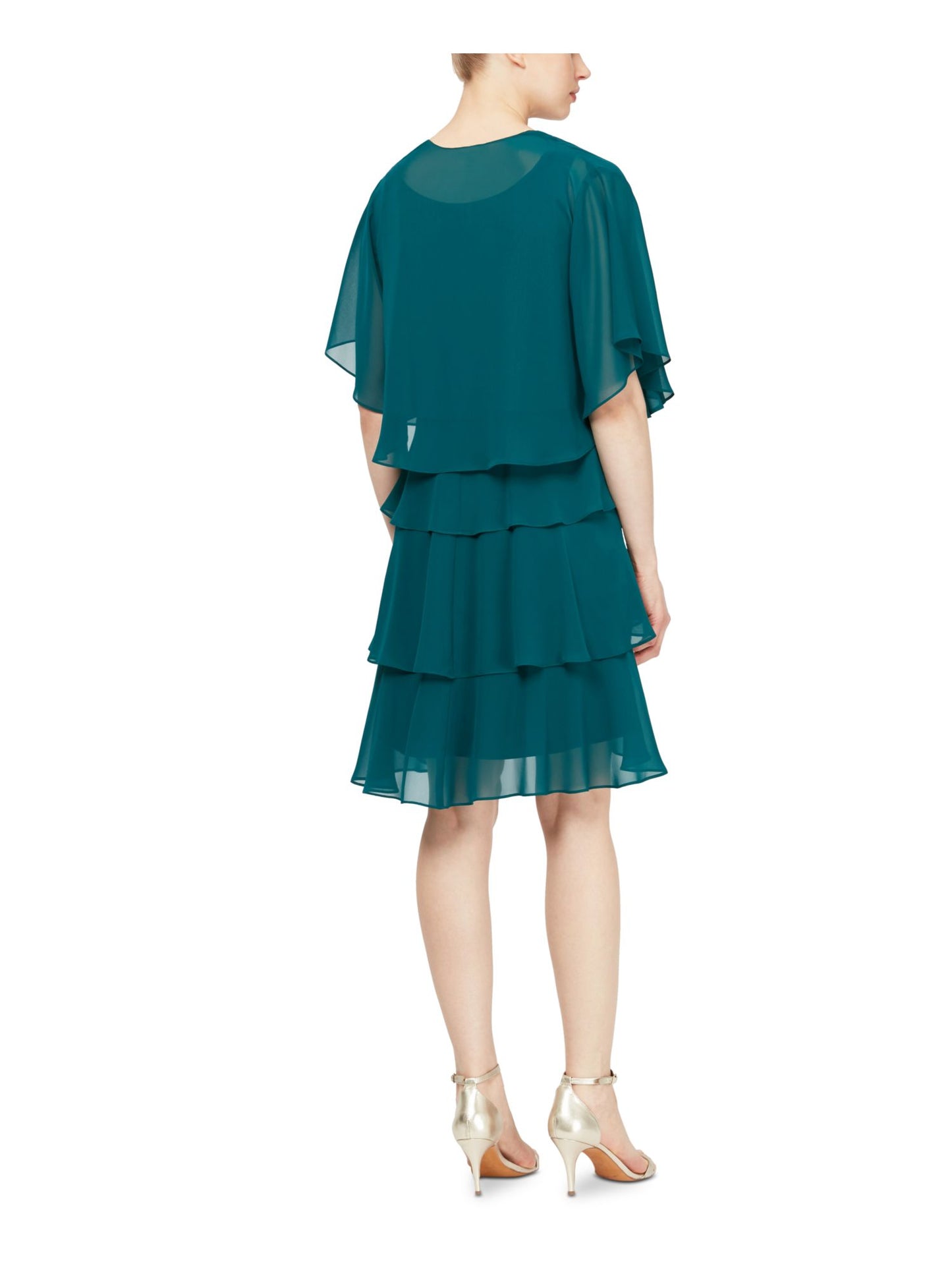 Slny Women's Teal Short Sleeve Open Cardigan Top Blue Size 8