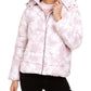 Calvin Klein Women's Zippered Printed Puffer Jacket White-LiLac Size Medium