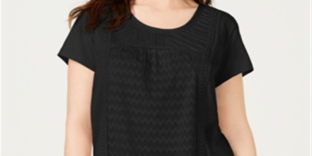 Style & Co. Women's Mixed Print T-Shirt Black Size Small