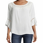 John Paul Richard Women's Crochet Trim Blouse White Size Large
