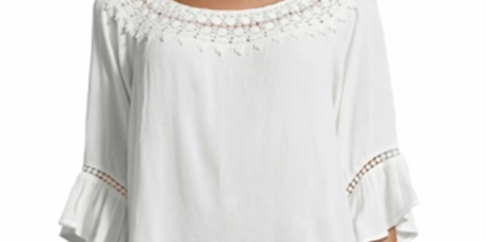 John Paul Richard Women's Crochet Trim Blouse White Size Large