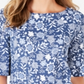 Charter Club Women's Printed Bell Sleeve Top Blue Size Small