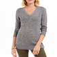 Charter Club Women's  Marled V Neck Sweater Black Size Petite XL