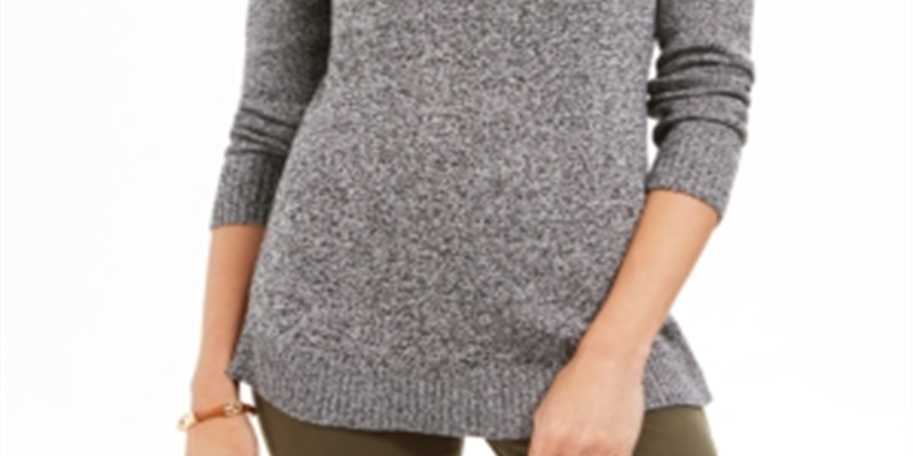 Charter Club Women's  Marled V Neck Sweater Black Size Petite XL