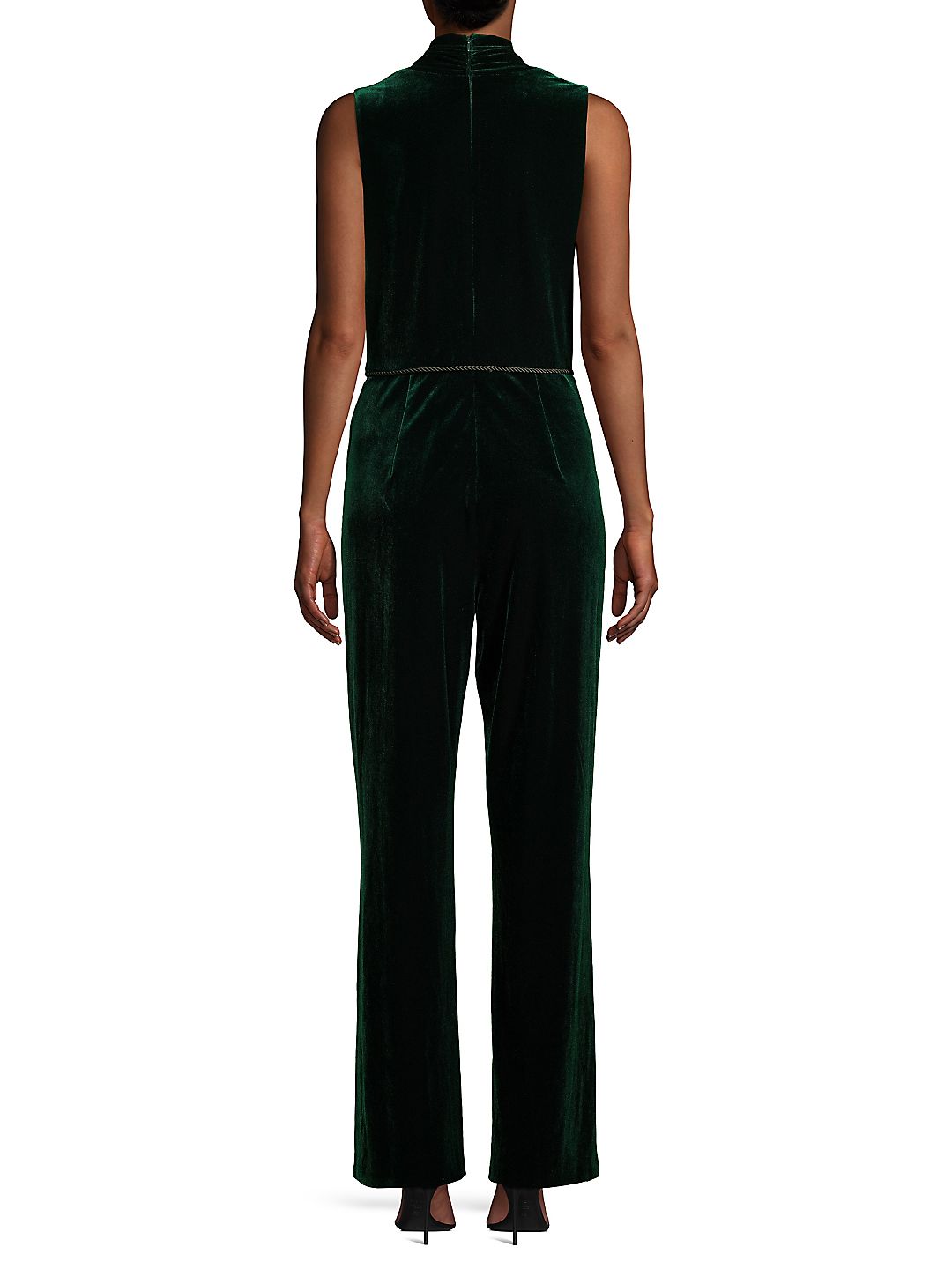 Vince Camuto Women's Tassel Belted Velvet Jumpsuit Green Size 8
