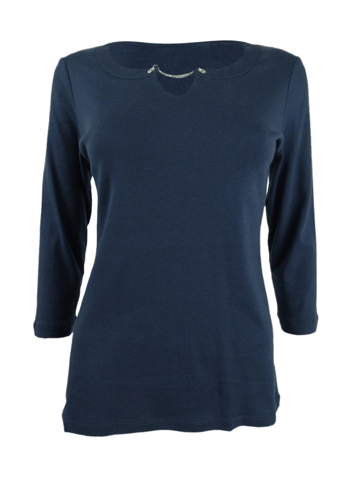 Karen Scott Women's Three Quarter Sleeve Top Blue Size X-Small
