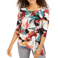JM Collection Women's Asymmetrical Keyhole Top Black Size Large