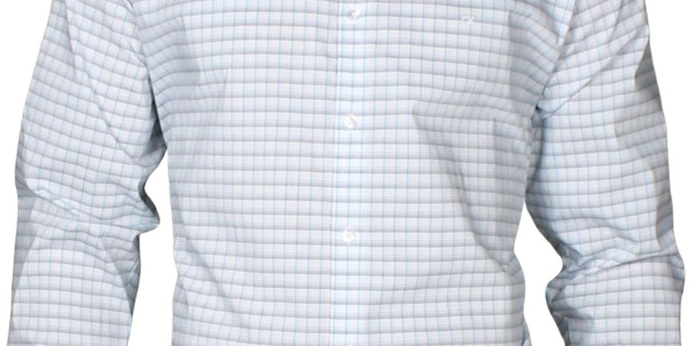 Calvin Klein Men's Logo Slim Fit Stretch Collar Dress Shirt Blue Size 17.5X34X35