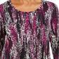 JM Collection Women's Printed Scoop Neck Top Black Size X-Small