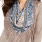 Style & Co Women's Fringed Scarf Neck Top Grey Size X-Small